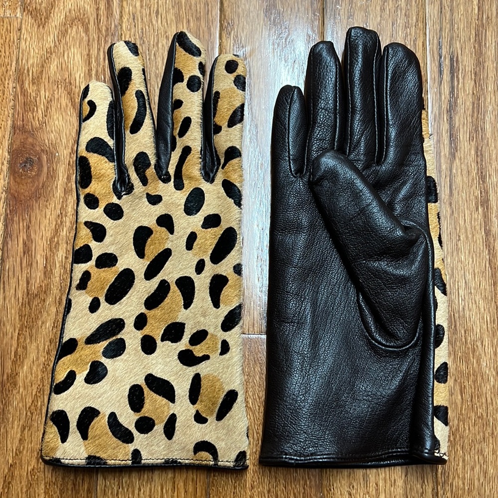 NWOB Calf hair and leather gloves, M
